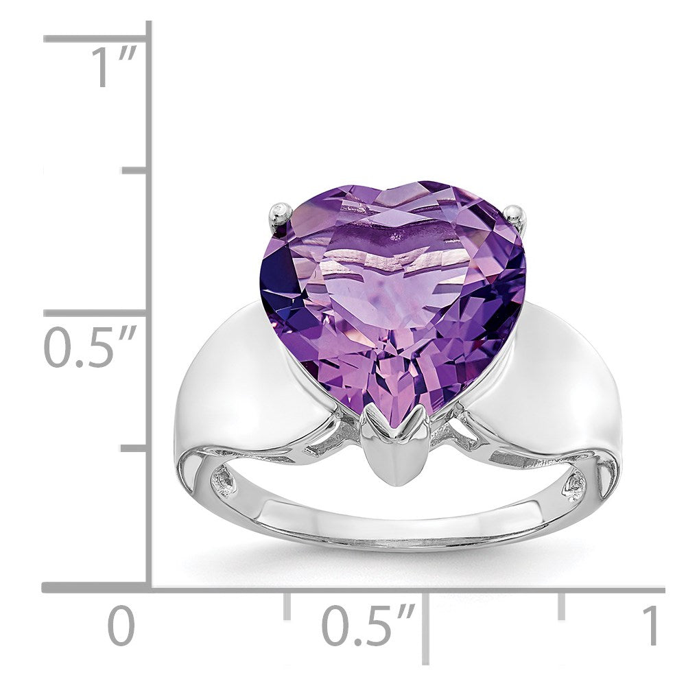 Sterling Silver Rhodium-plated Amethyst Ring