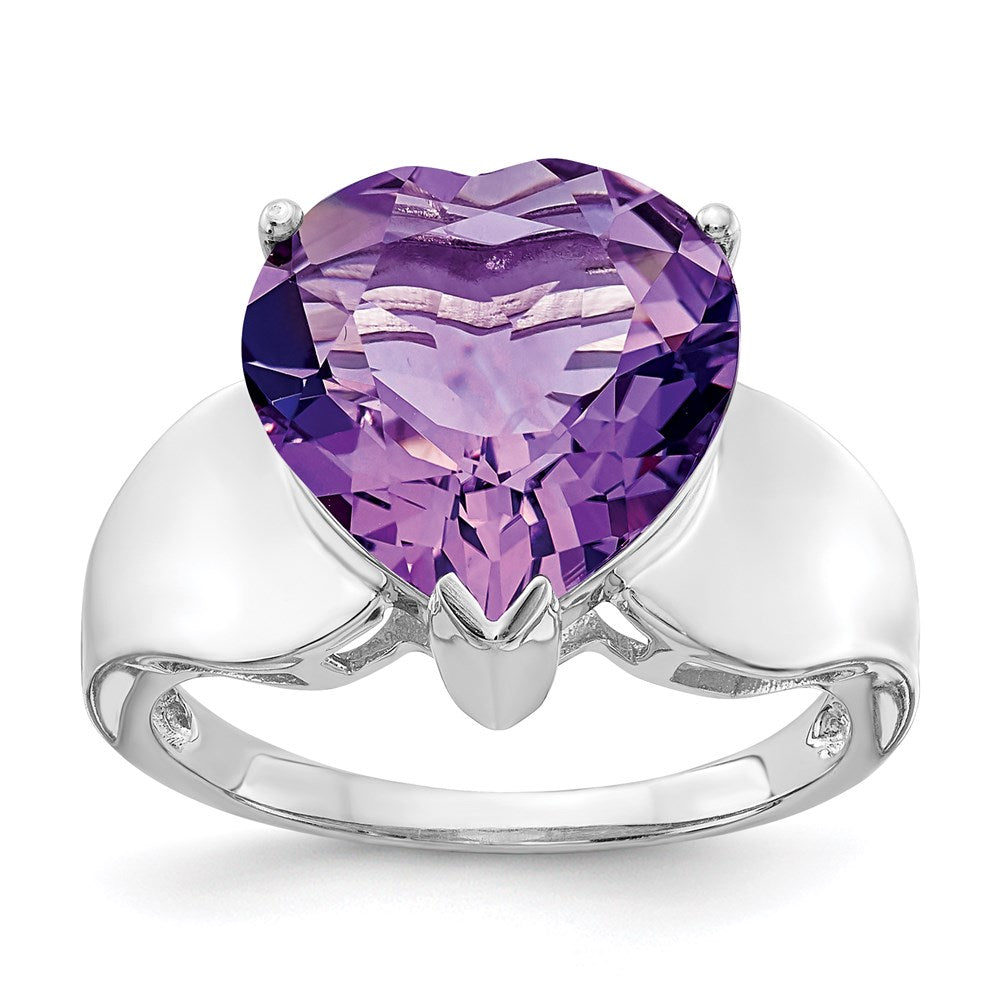 Sterling Silver Rhodium-plated Amethyst Ring