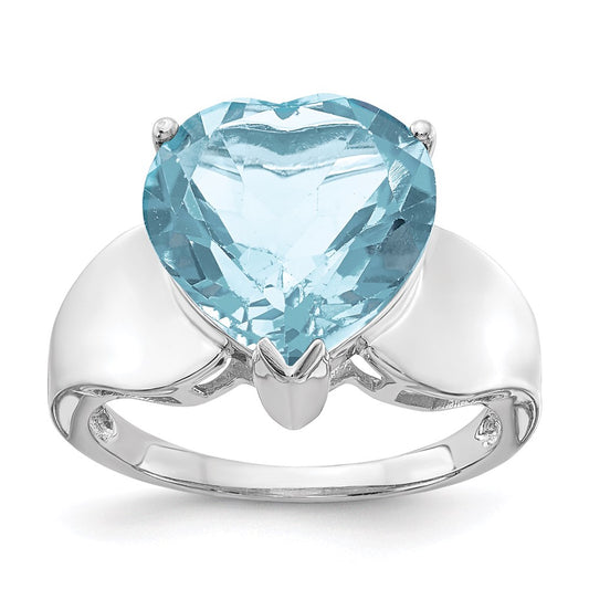 Sterling Silver Rhodium Sky Blue Topaz Gemstone Birthstone Ring Fine Jewelry Gift for Her