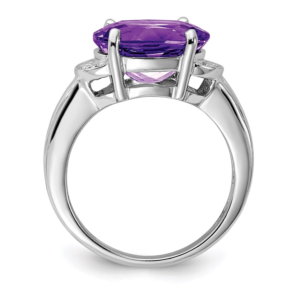 Sterling Silver Rhodium-plated Amethyst Ring