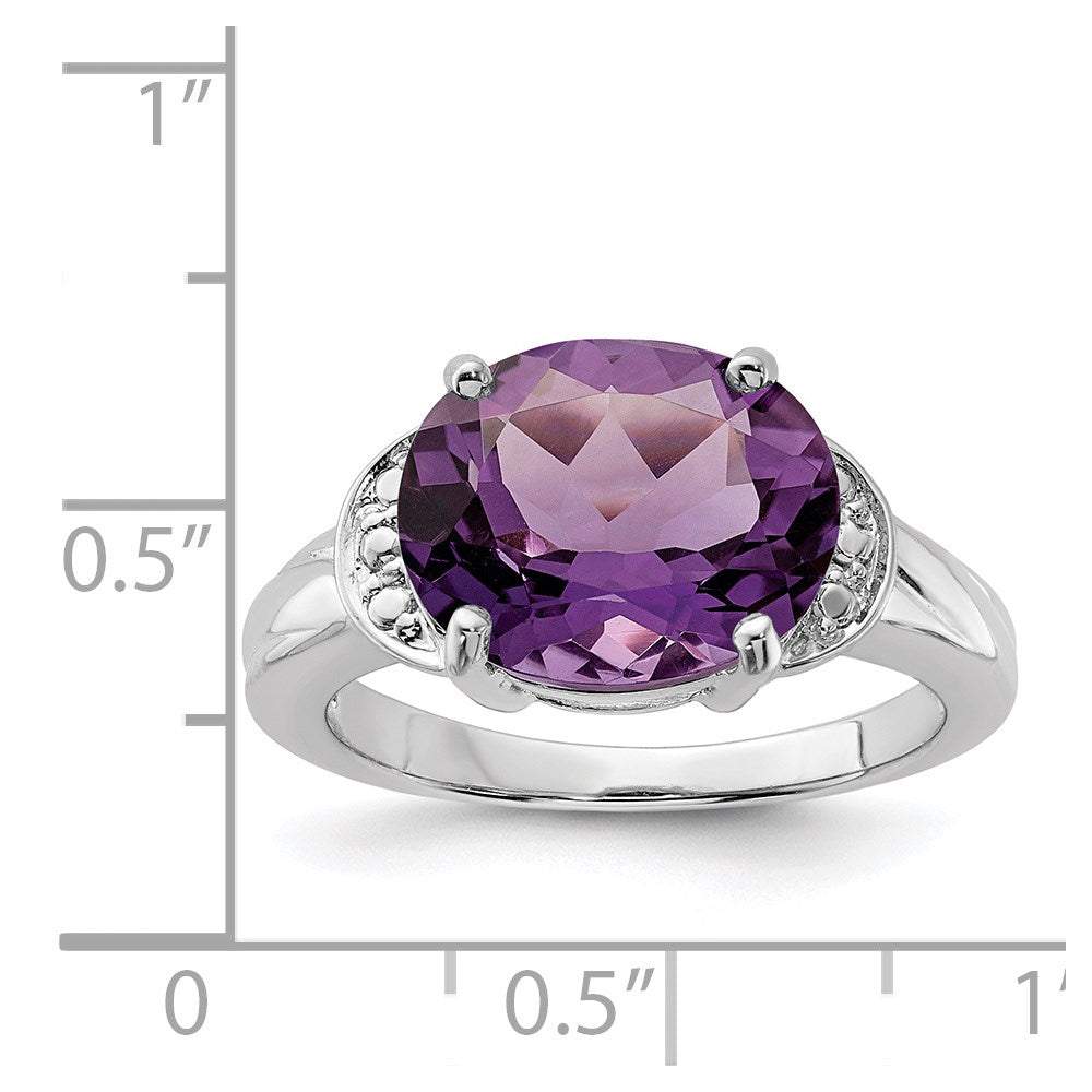 Sterling Silver Rhodium-plated Amethyst Ring