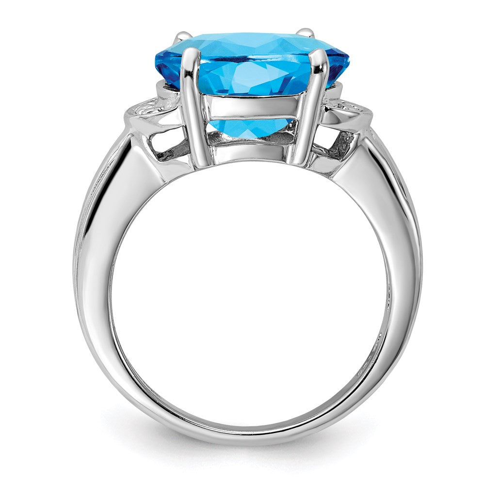 Sterling Silver Rhodium Blue Topaz Ring