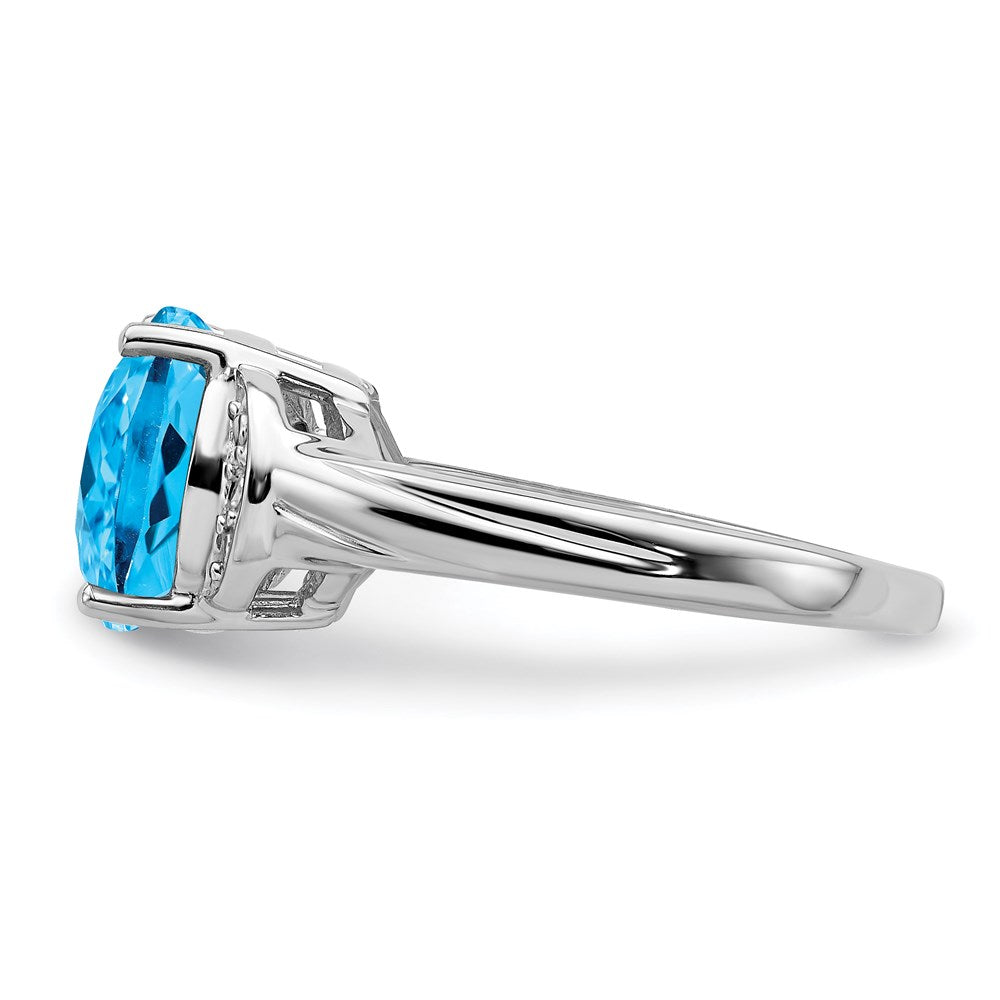 Sterling Silver Rhodium Blue Topaz Ring