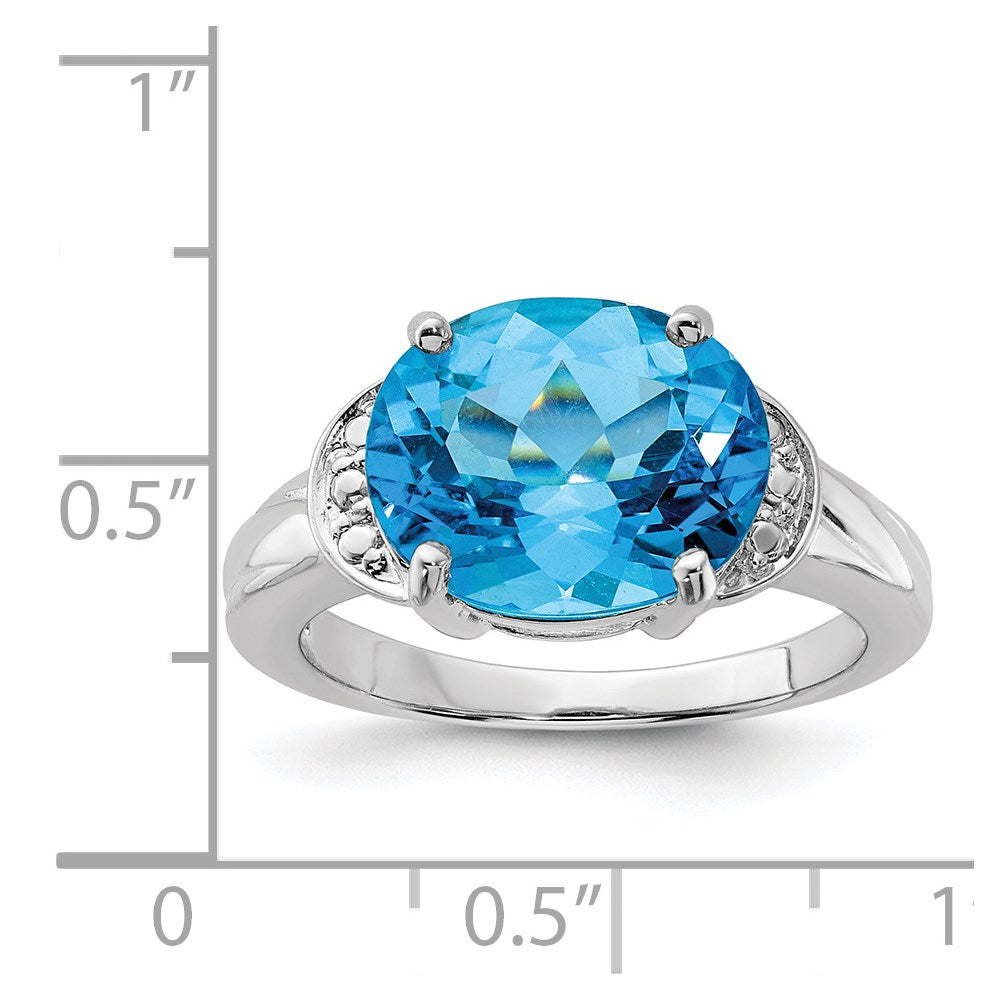 Sterling Silver Rhodium Blue Topaz Ring