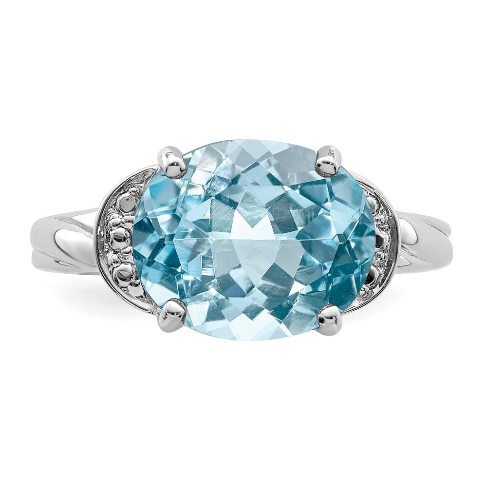 Sterling Silver Rhodium Sky Blue Topaz Gemstone Birthstone Ring Fine Jewelry Gift for Her