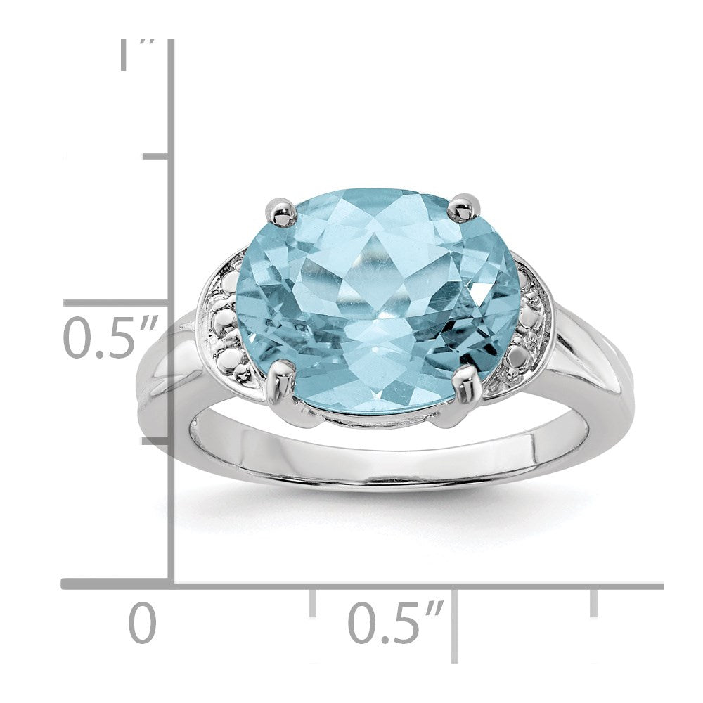 Sterling Silver Rhodium Light Swiss Blue Topaz Ring