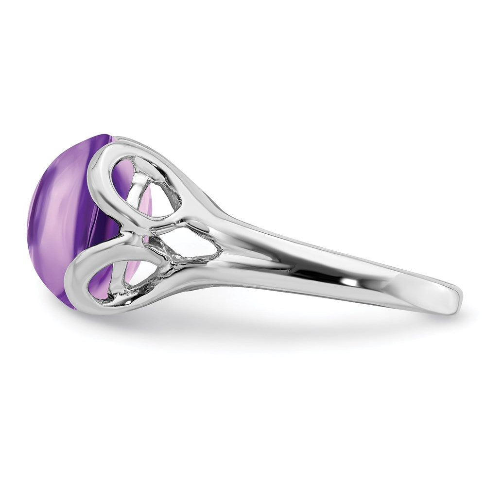 Sterling Silver Rhodium-plated Amethyst Ring