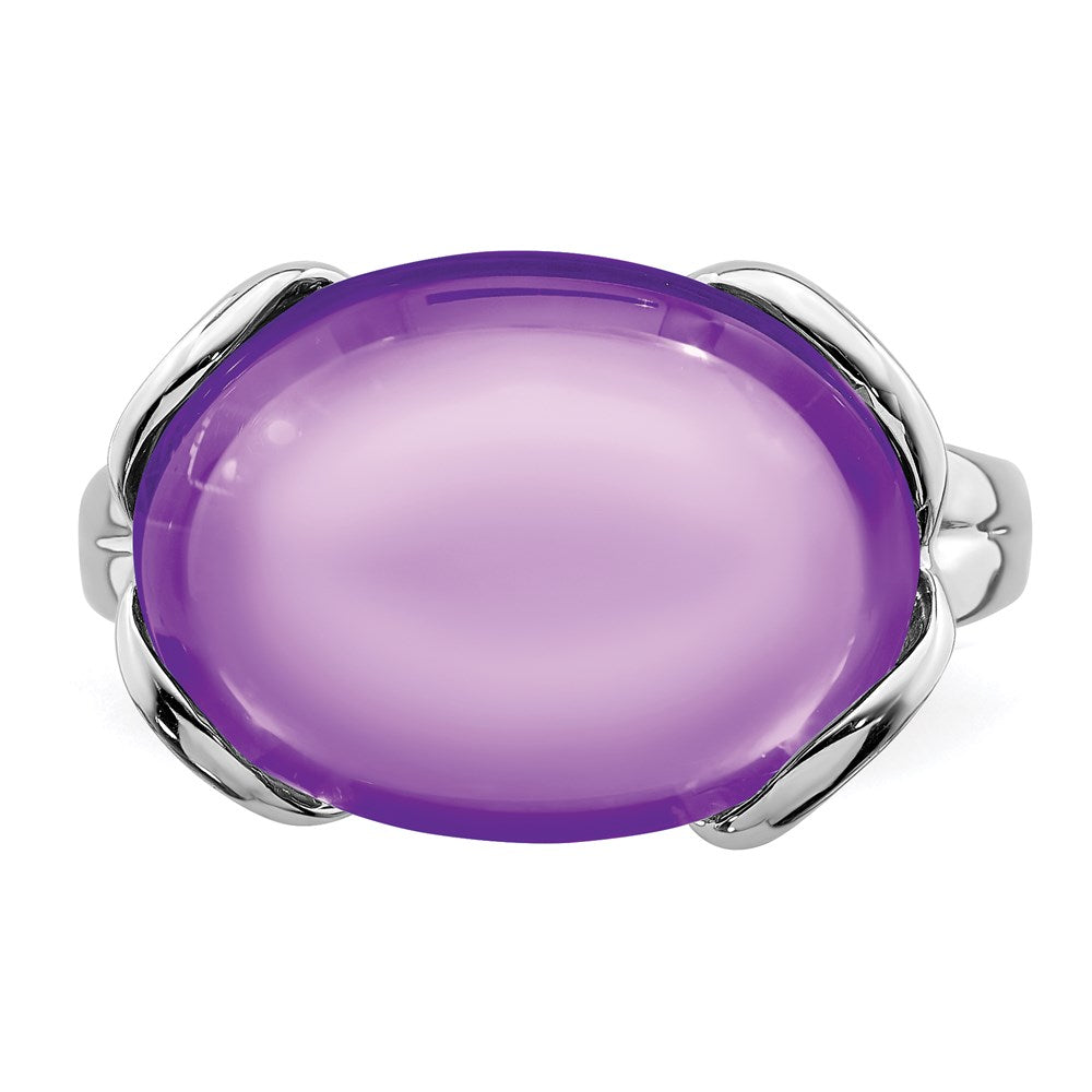 Sterling Silver Rhodium-plated Amethyst Ring