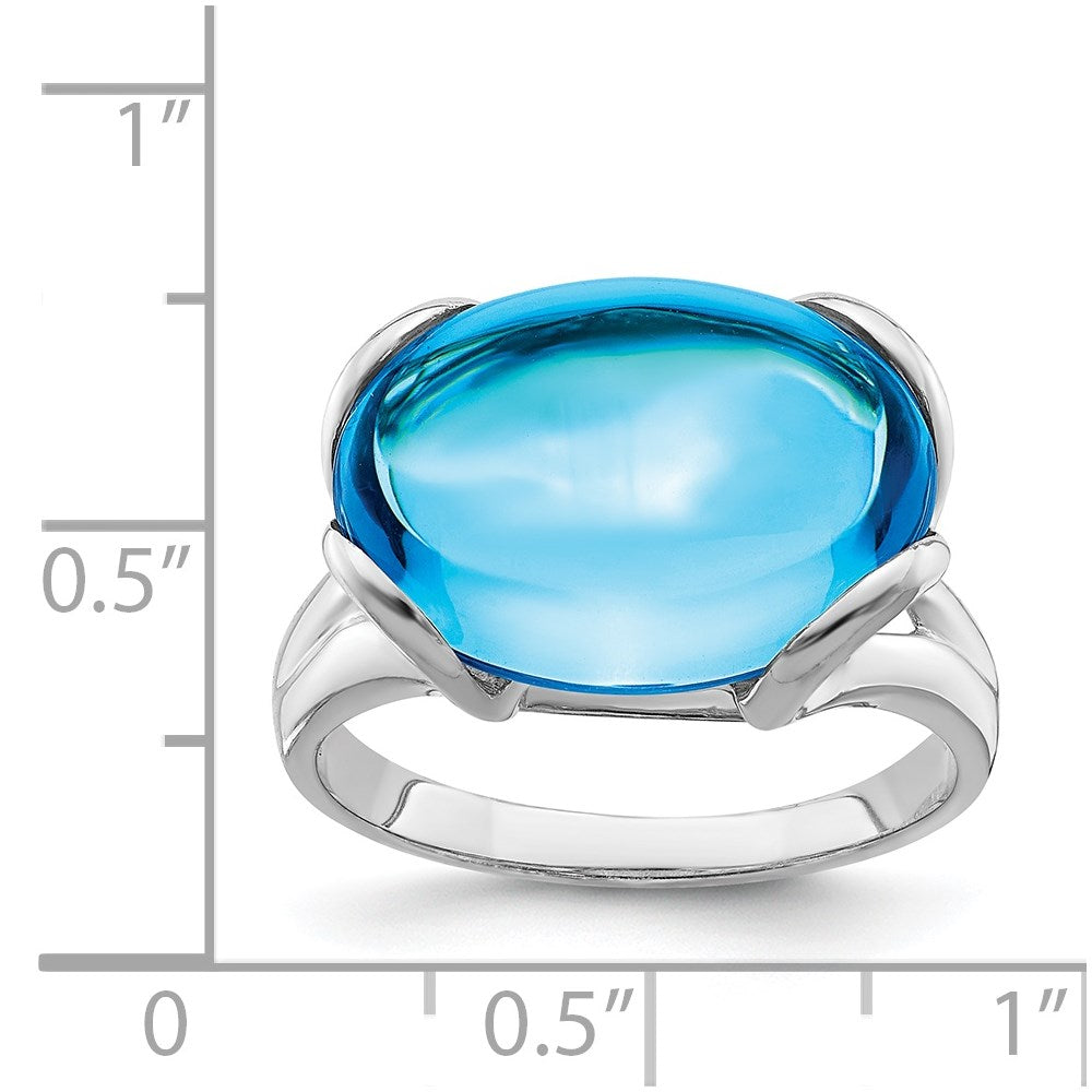 Sterling Silver Rhodium Blue Topaz Ring