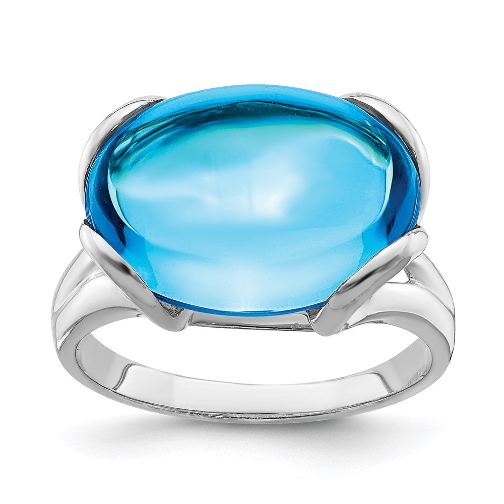 Sterling Silver Rhodium Blue Topaz Ring