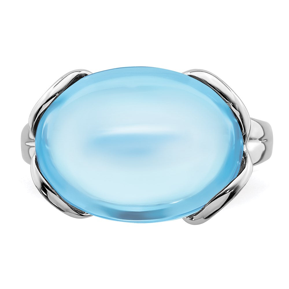 Sterling Silver Rhodium Sky Blue Topaz Ring