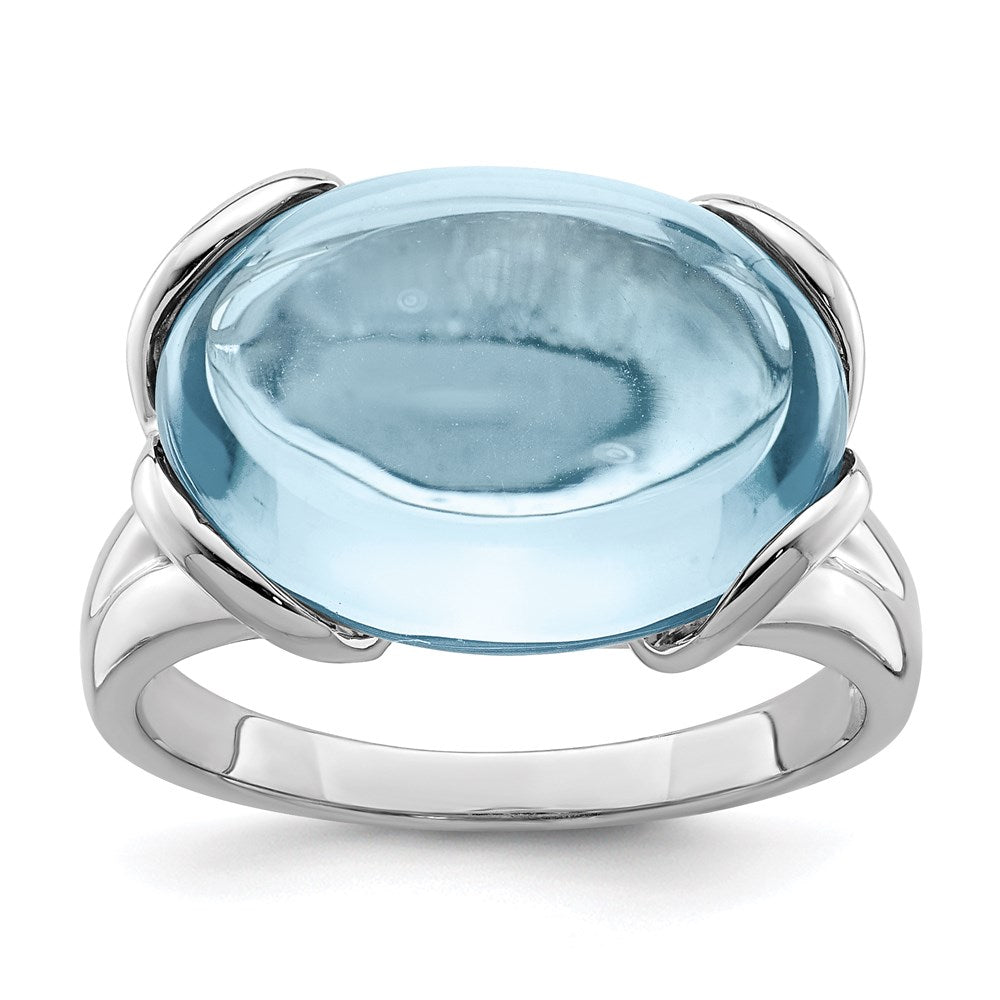 Sterling Silver Rhodium Sky Blue Topaz Ring