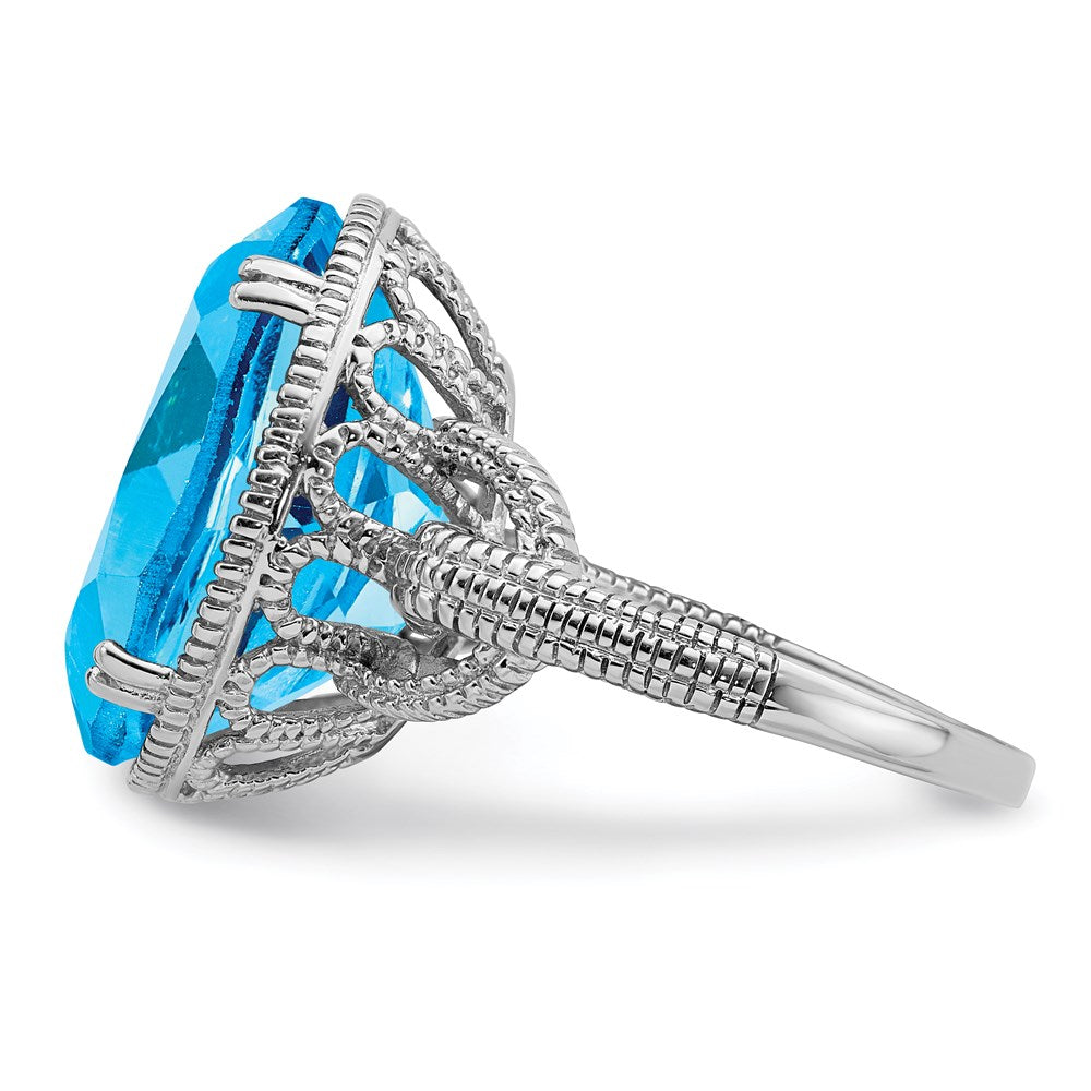 Sterling Silver Rhodium Blue Topaz Ring