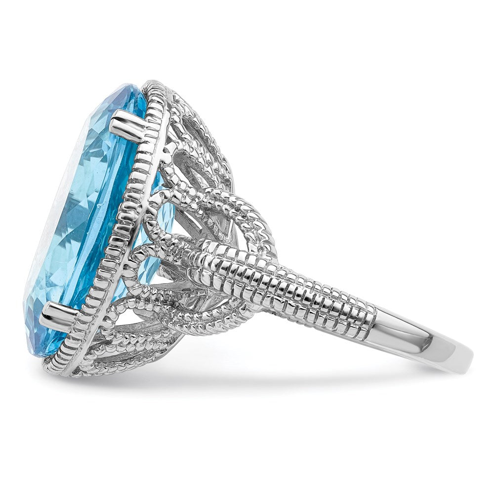 Sterling Silver Rhodium Sky Blue Topaz Ring