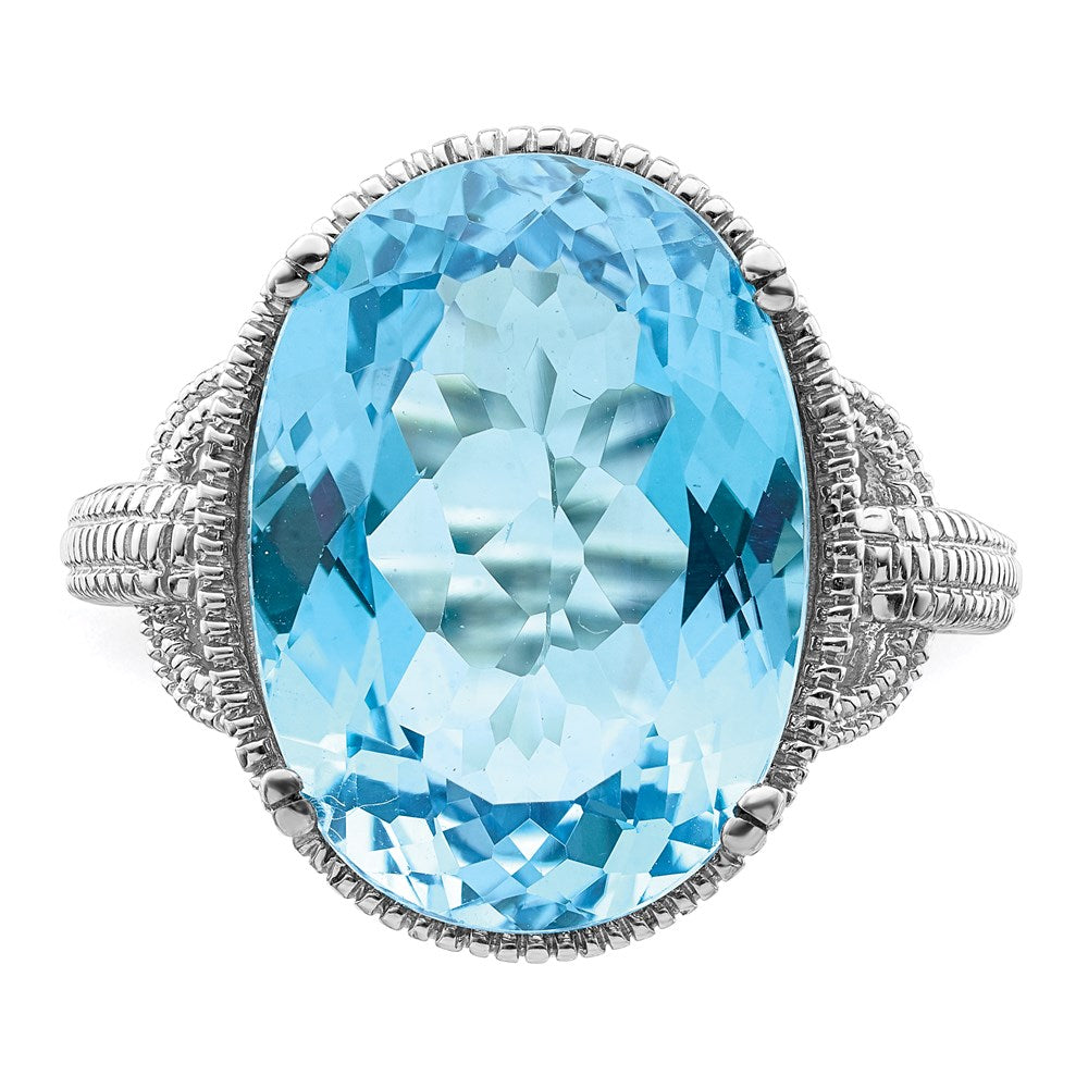 Sterling Silver Rhodium Sky Blue Topaz Ring