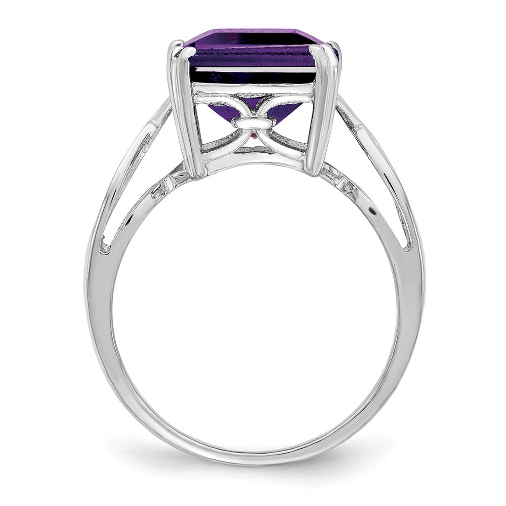 Sterling Silver Rhodium-plated Amethyst Ring