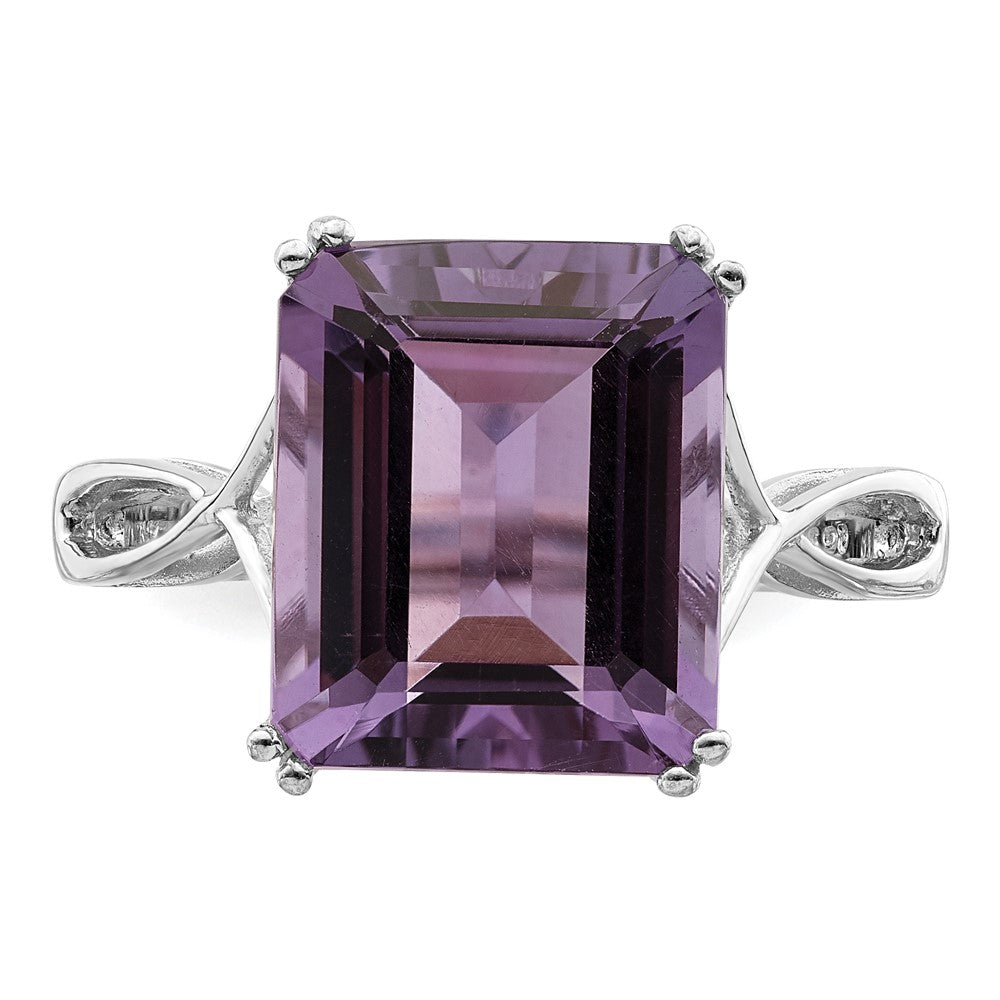 Sterling Silver Rhodium-plated Amethyst Ring