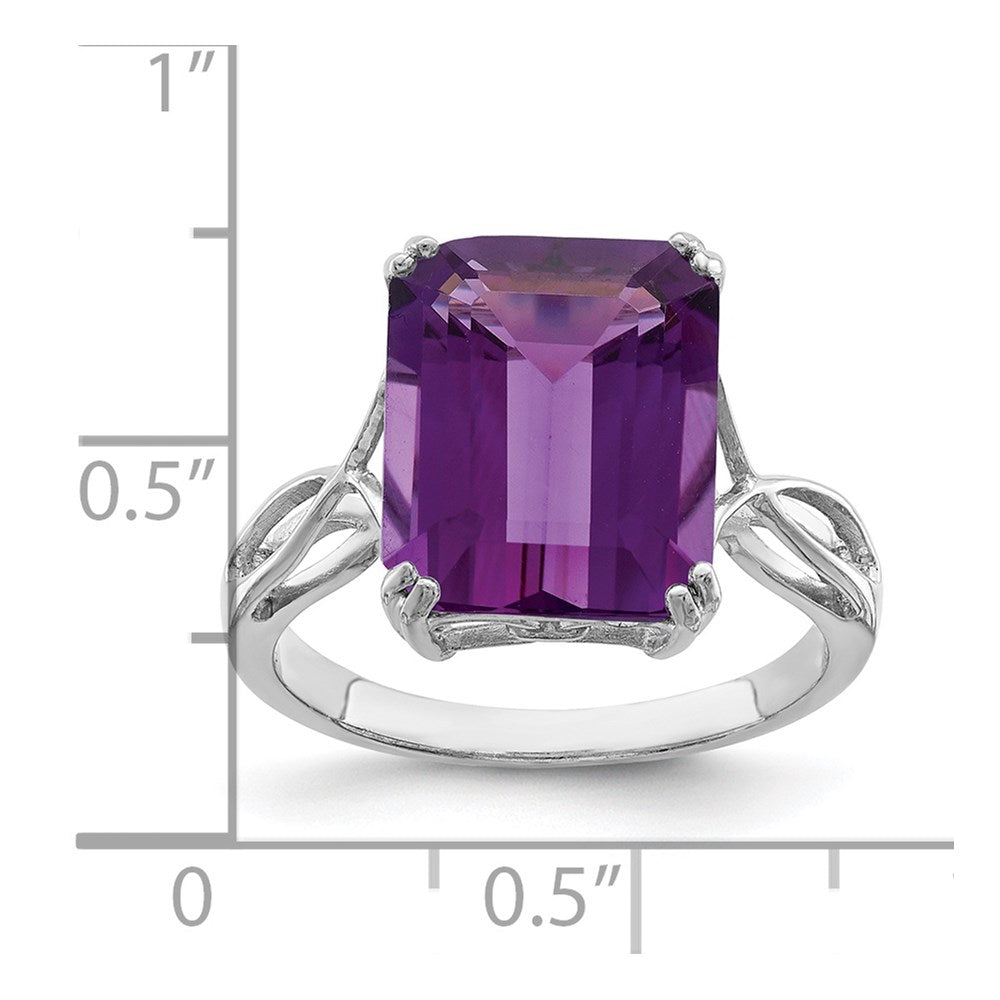 Sterling Silver Rhodium-plated Amethyst Ring