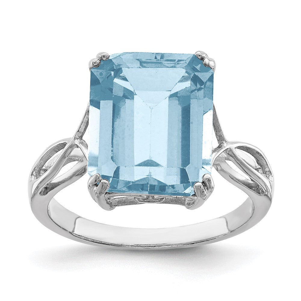 Sterling Silver Rhodium Sky Blue Topaz Ring