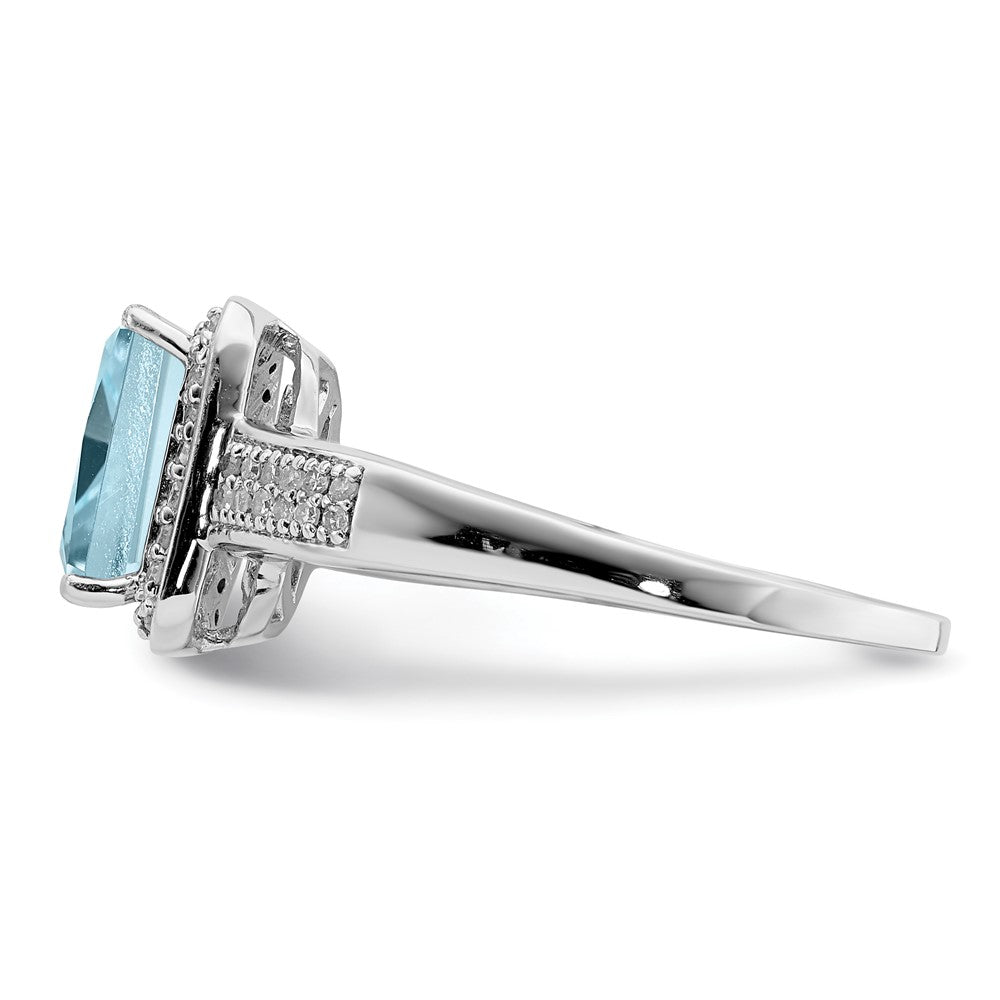 Sterling Silver Rhodium Diamond & Sky Blue Topaz Ring