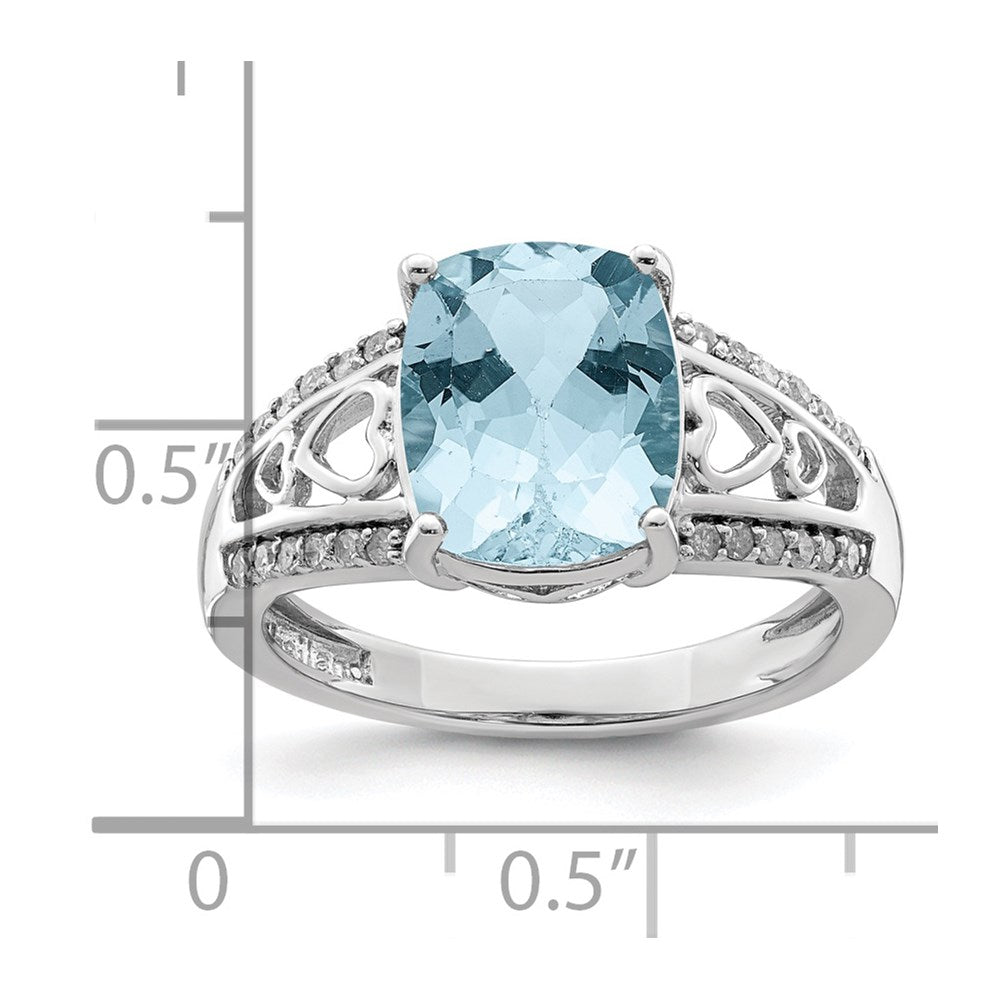 Sterling Silver Rhodium Diamond & Sky Blue Topaz Ring