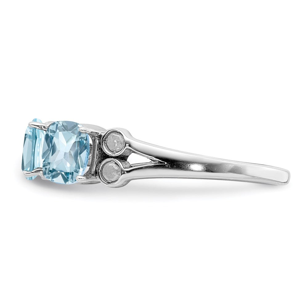 Sterling Silver Rhodium Diamond & Sky Blue Topaz Ring