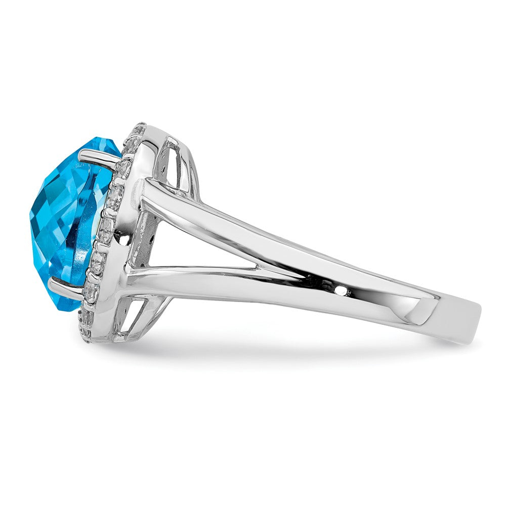 Sterling Silver Rhodium Blue Topaz Ring