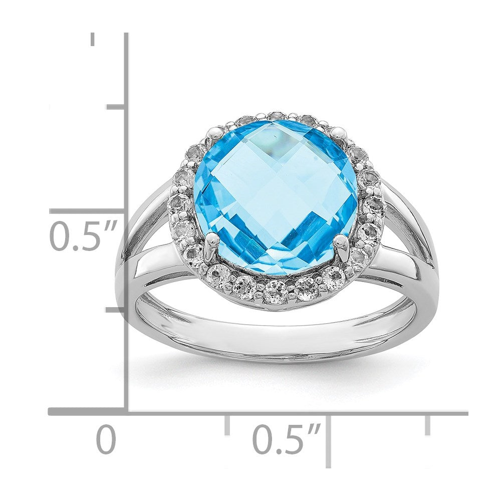 Sterling Silver Rhodium Blue Topaz Ring