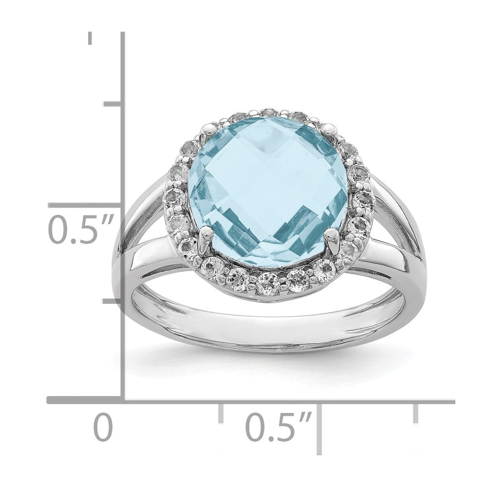 Sterling Silver Rhodium Sky Blue Topaz Ring