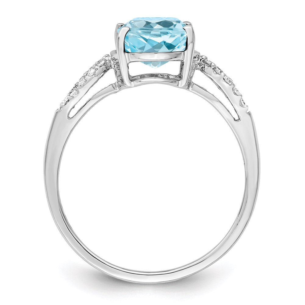 Sterling Silver Rhodium Sky Blue Topaz & Diamond Ring