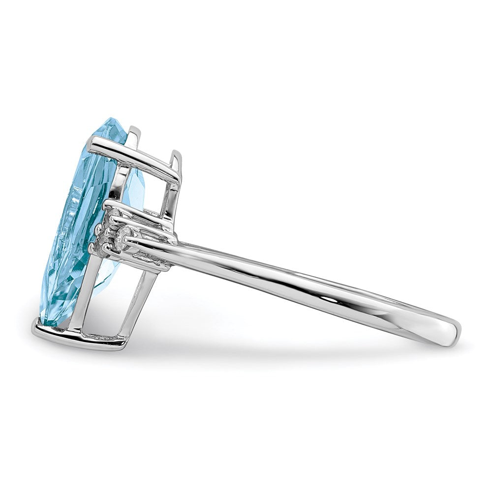 Sterling Silver Rhodium Diamond & Sky Blue Topaz Ring