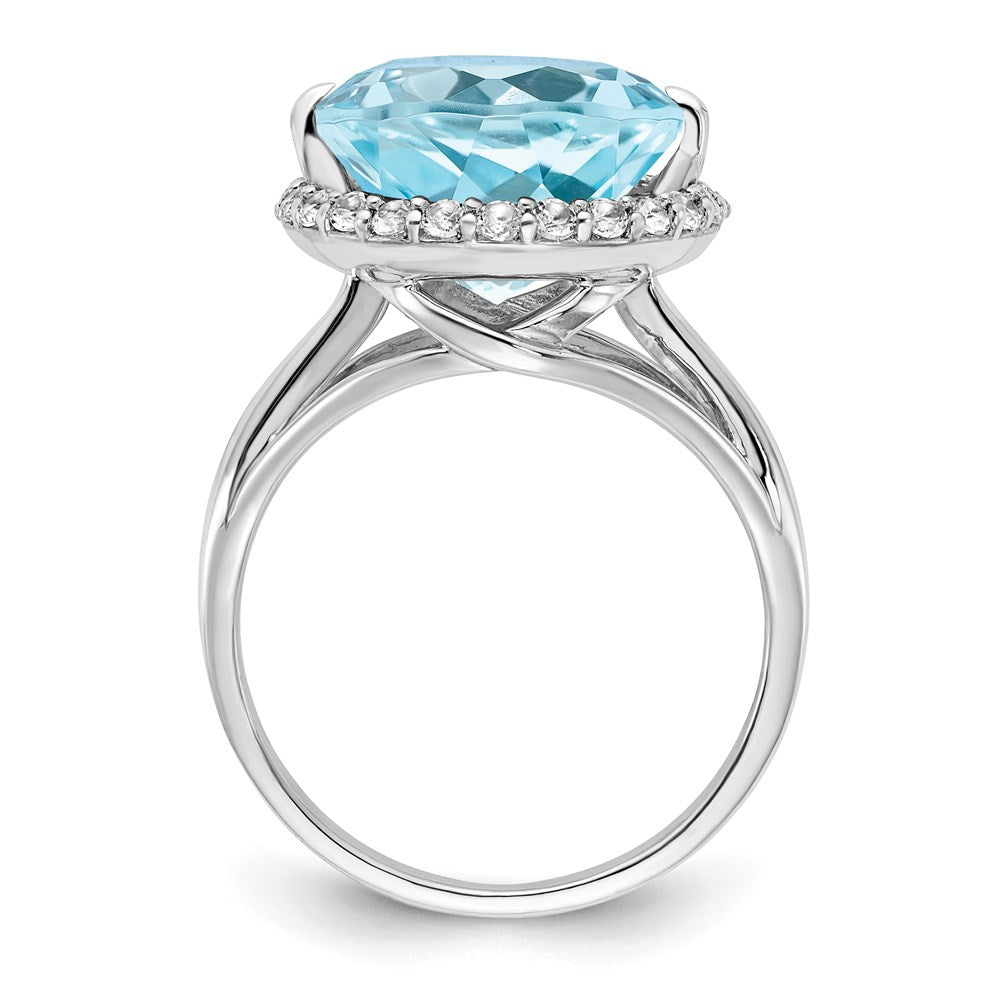 Sterling Silver Rhodium White Topaz & Sky Blue Topaz Ring