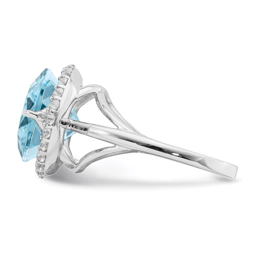 Sterling Silver Rhodium White Topaz & Sky Blue Topaz Ring