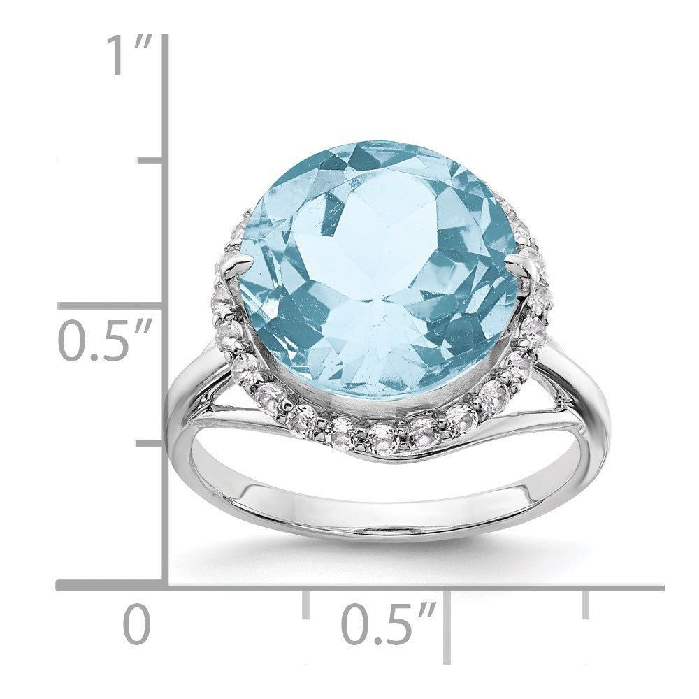 Sterling Silver Rhodium White Topaz & Sky Blue Topaz Ring