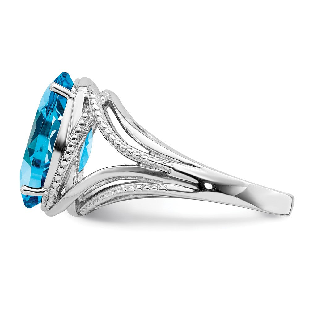 Sterling Silver Rhodium Blue Topaz Ring