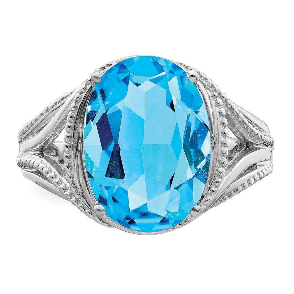 Sterling Silver Rhodium Blue Topaz Ring