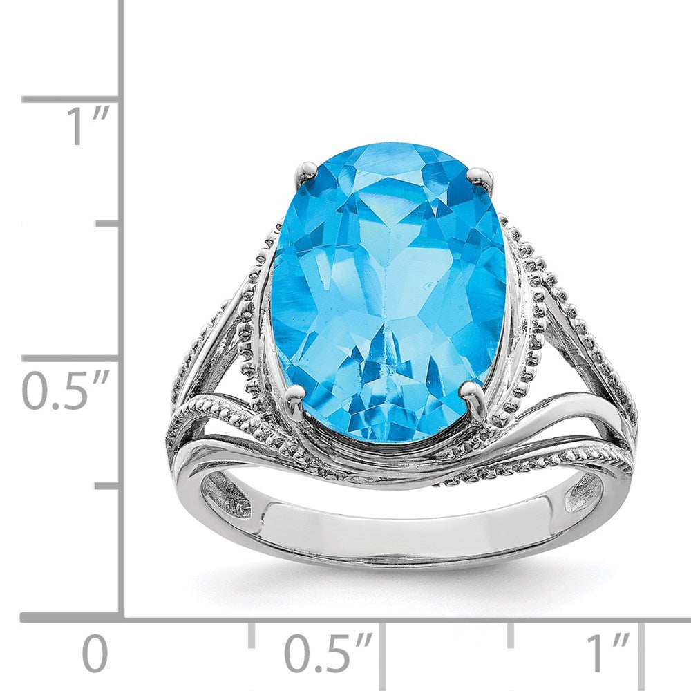 Sterling Silver Rhodium Blue Topaz Ring