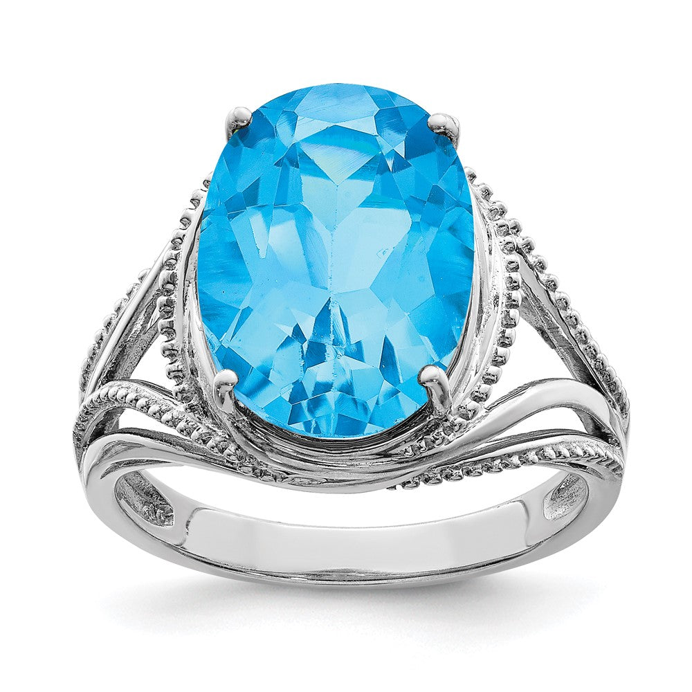 Sterling Silver Rhodium Blue Topaz Ring