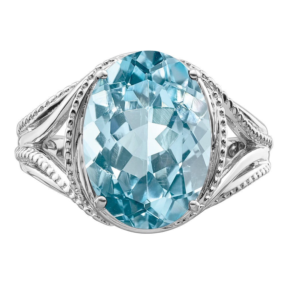 Sterling Silver Rhodium Sky Blue Topaz Ring