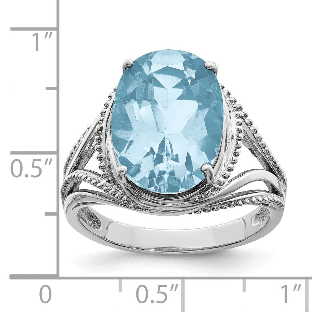 Sterling Silver Rhodium Sky Blue Topaz Ring