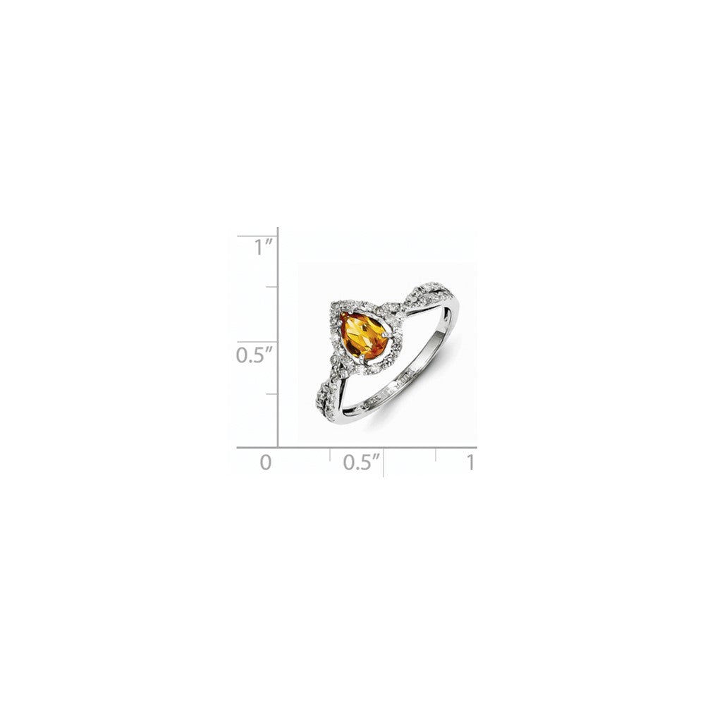 Sterling Silver Diamond & Citrine Ring