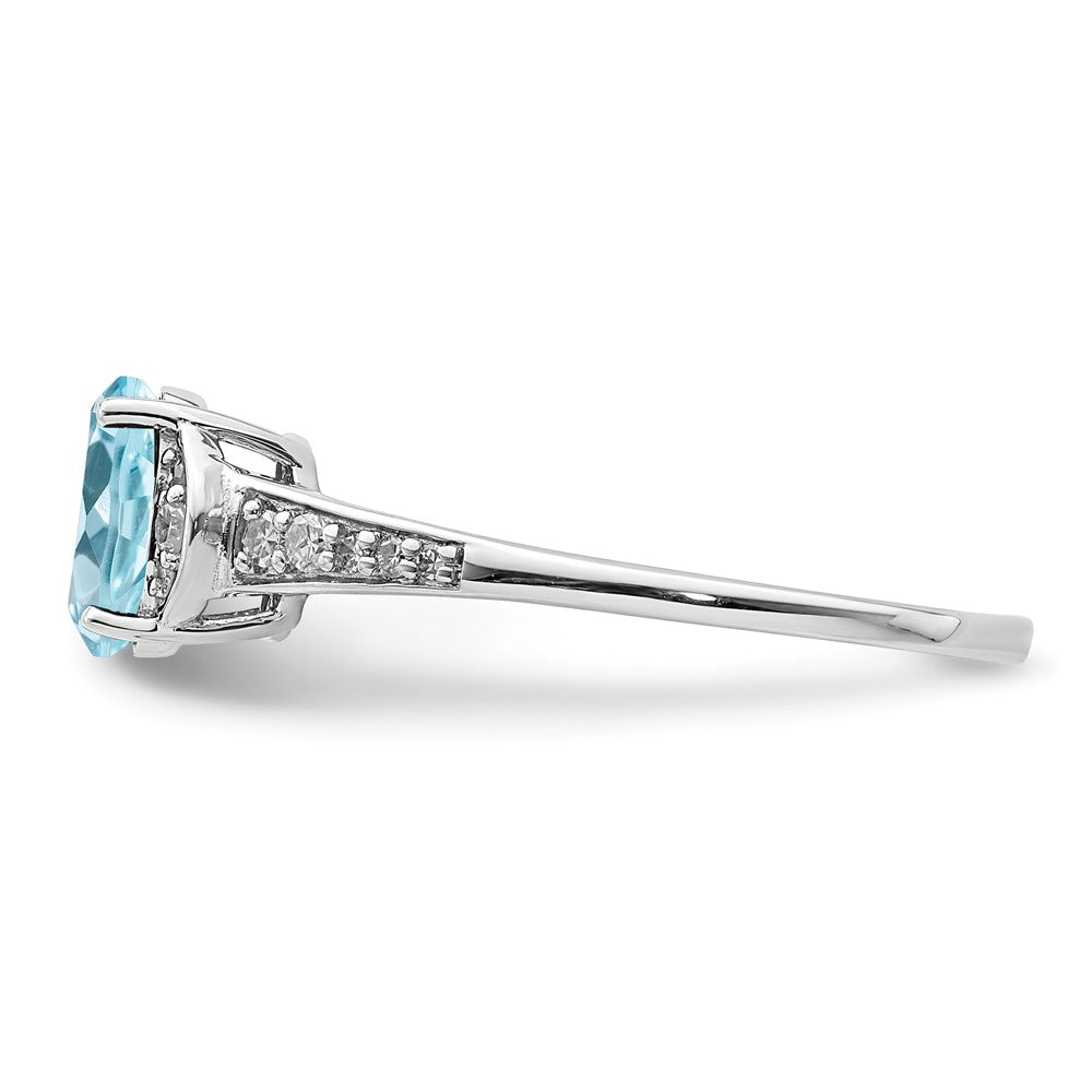 Sterling Silver Rhodium Diamond & Sky Blue Topaz Ring