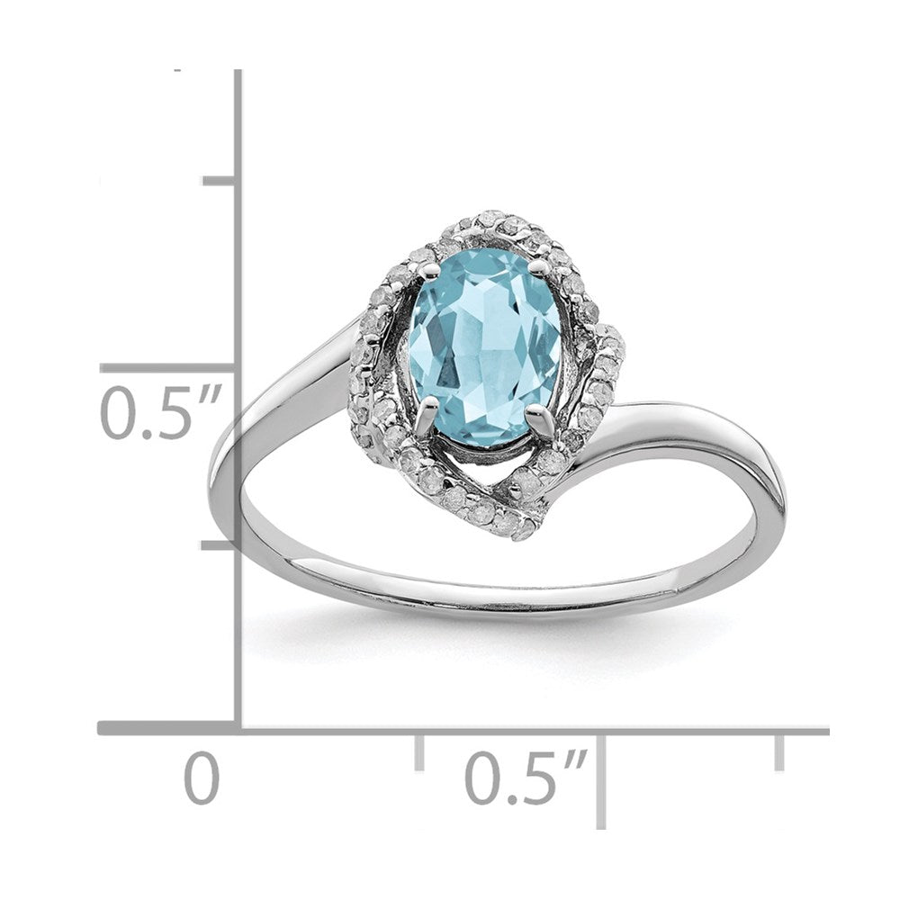 Sterling Silver Rhodium Diamond & Sky Blue Topaz Ring