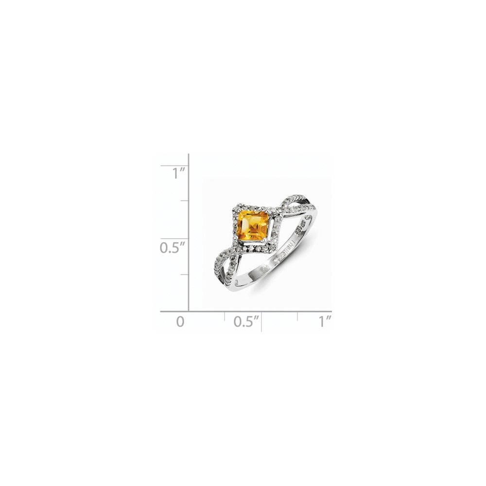 Sterling Silver Diamond & Citrine Ring