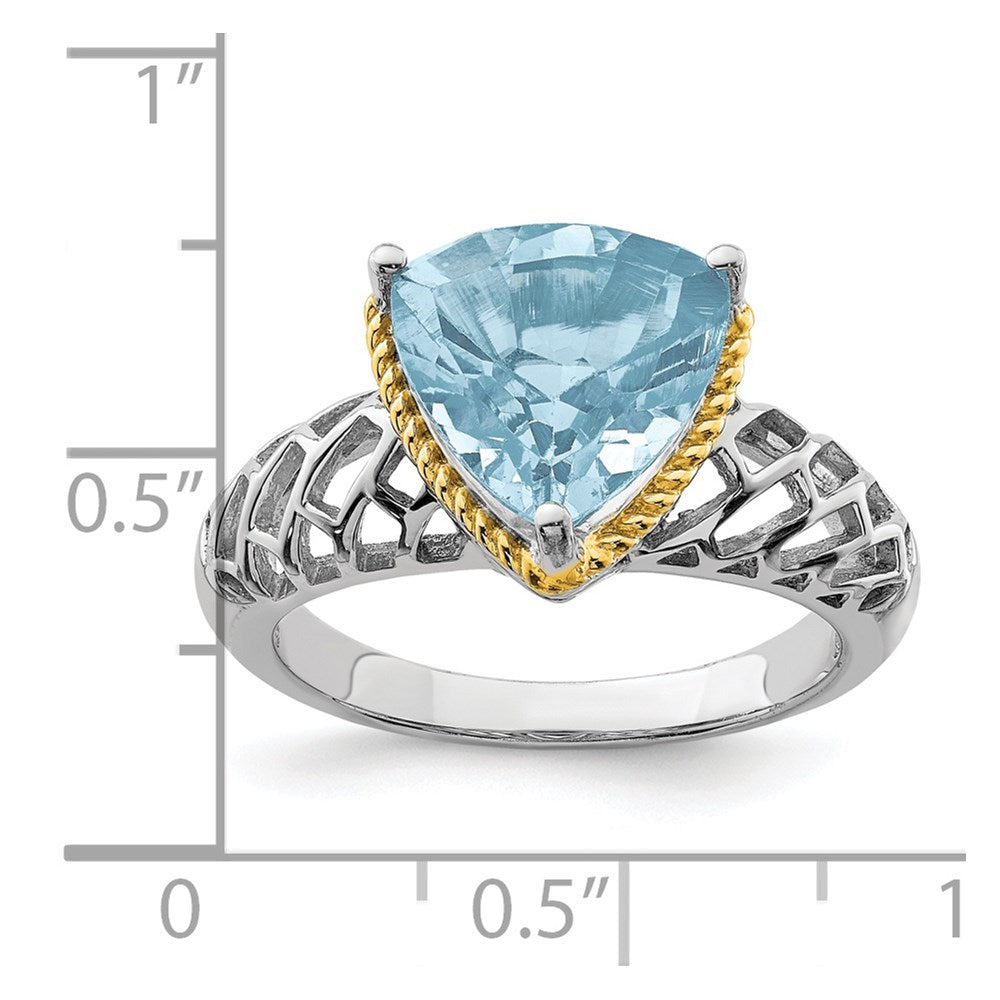 Sterling Silver Rhodium w/ Flash Gold-plate Sky Blue Topaz Ring