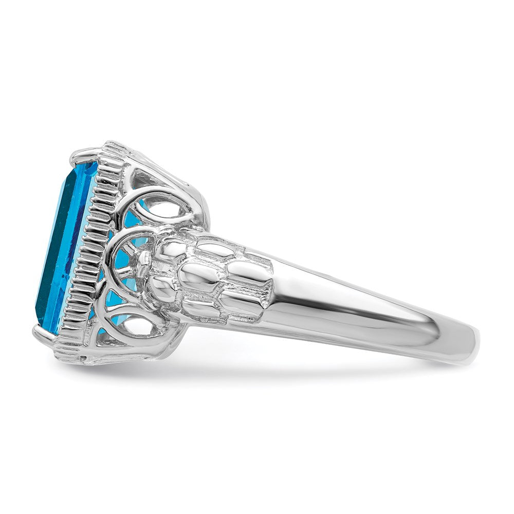 Sterling Silver Rhodium Blue Topaz Ring