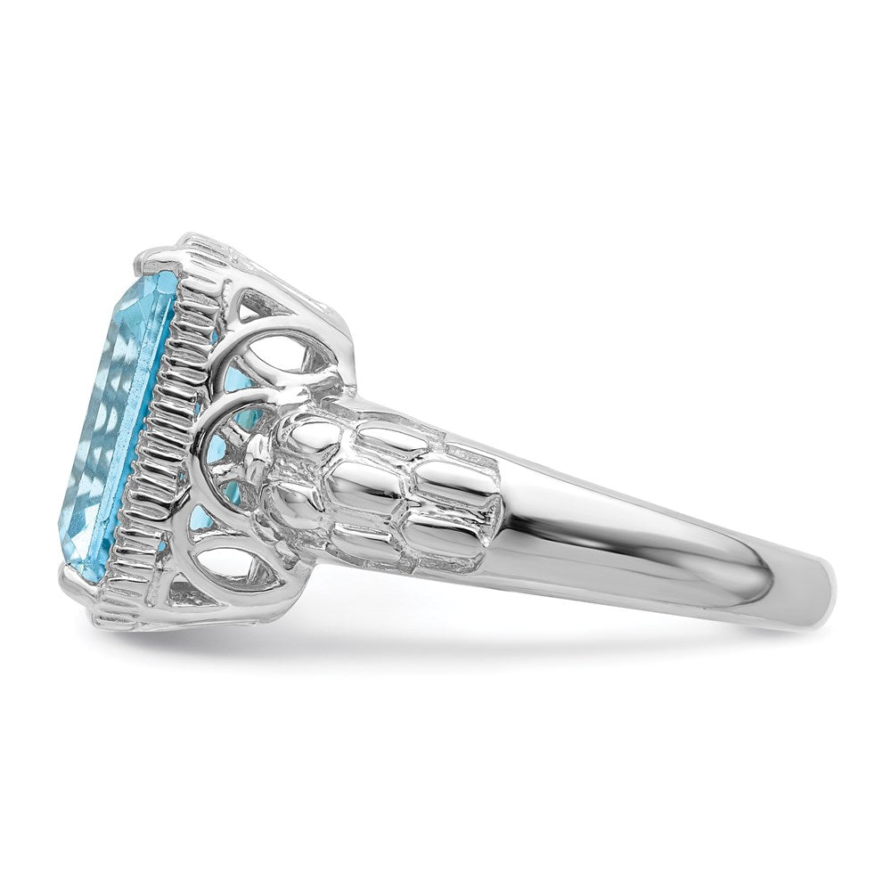 Sterling Silver Rhodium Sky Blue Topaz Ring