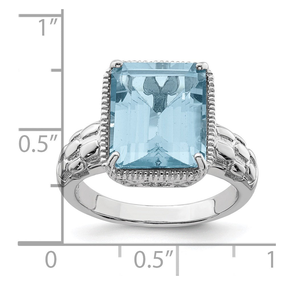 Sterling Silver Rhodium Sky Blue Topaz Ring