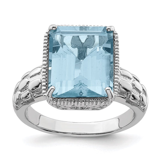 Sterling Silver Rhodium Sky Blue Topaz Ring