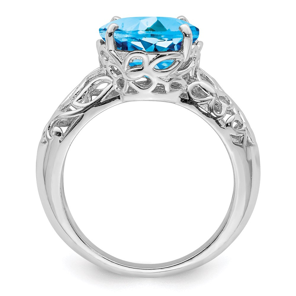 Sterling Silver Rhodium Blue Topaz Ring